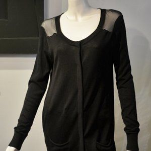 VTG Black Chiffon Back Tunique Cardi